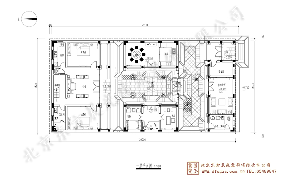 四合院設(shè)計(jì)圖-一層平面圖